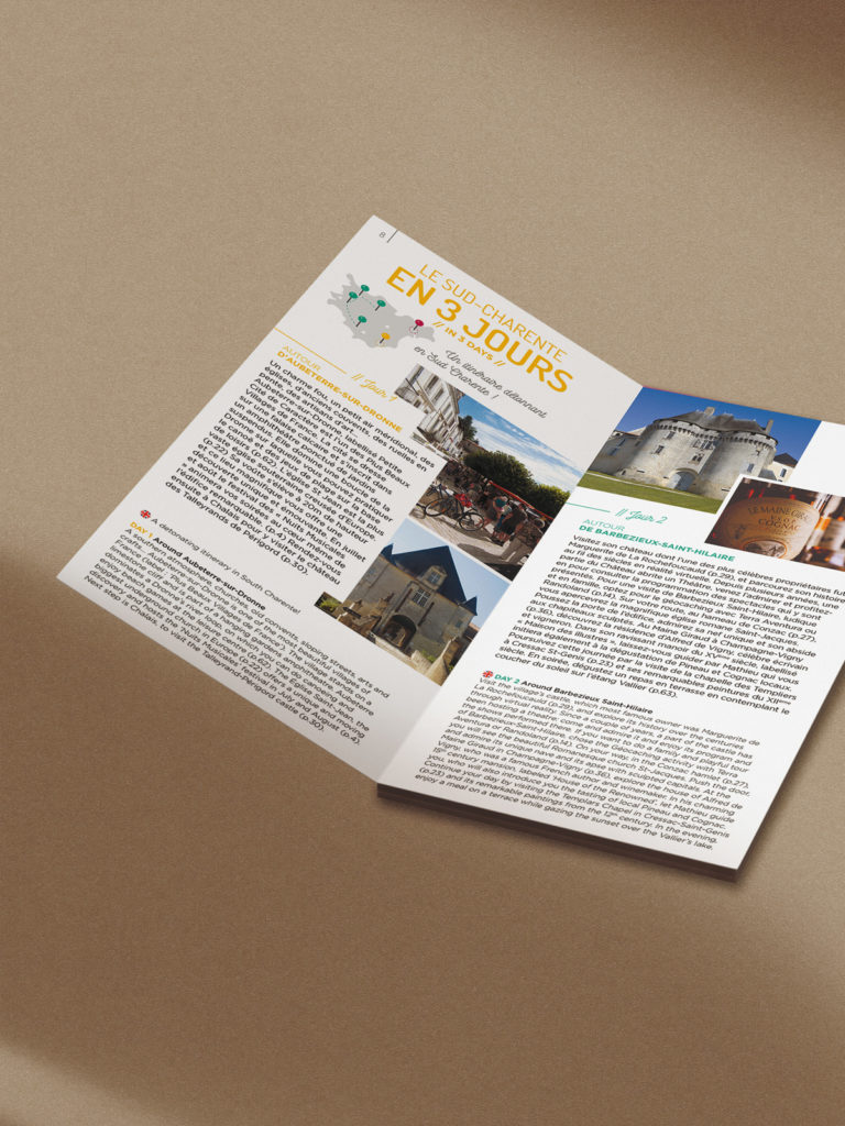 Mise en page de guide touristique pour une office du tourisme