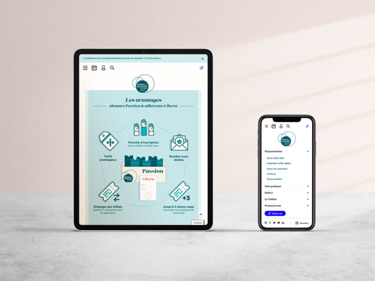 Communication digitale du théâtre sur tablette et mobile web design