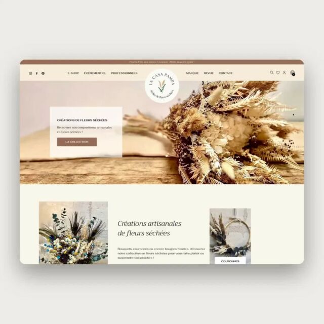 [NOUVELLE FRAÎCHE ✨]⁠
Voici en détail le webdesign de l'e-shop créé pour @lacasapampa.⁠
⁠
Je vous invite à découvrir leurs créations éthiques et faites main made in Bordeaux 💐🌿⁠
⁠
⁠
#shoponline #madeinfrance #shopify #faitmain⁠
#websitedesign #graphicdesign #brandingdesign #bordeauxmaville #ethical #creativestudio